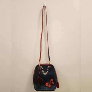 Holii Navy Blue Leather Crossbody/Handbag - Alice In Wonderland